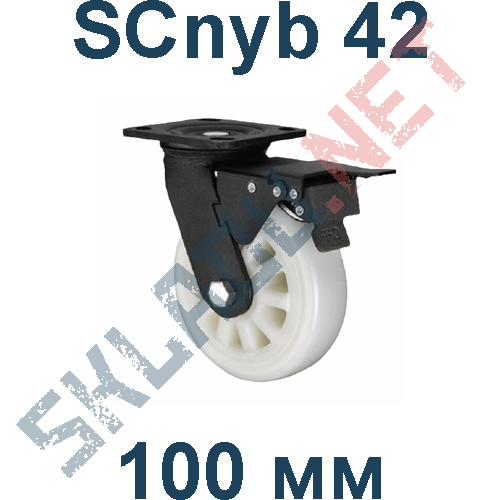 Колесо полиамидное SCnyb 42 100 мм с тормозом Китай в Тамбове